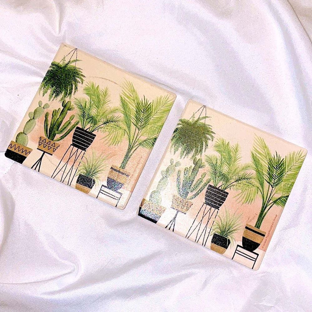 cute plant coasters qty: 2